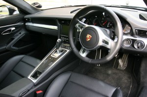 The paddle-equipped steering wheel is still an option on the 991.